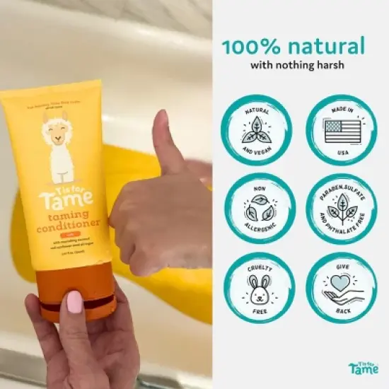 T is for Tame &ndash; Hair Taming Conditioner for Kids with Curls, Natural, Anti-Frizz, Detangles & Defines Curls, Safe for Babies and Toddlers, 5.07 fl oz image {3}