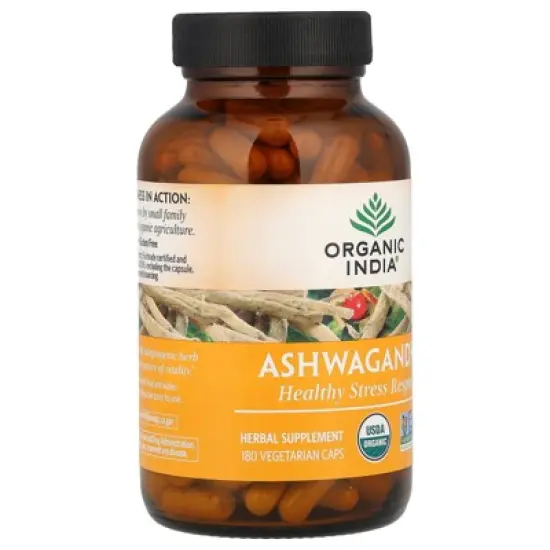 Organic India Ashwagandha, 180 Vegetarian Caps (400 mg per Capsule) image {3}