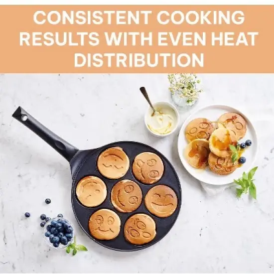 Kitchenfun Blini Nonstick Mini Pancake Crepe Maker - 7 Smiley Pancakes image {5}