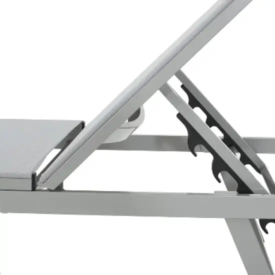 GDFStudio Simon Outdoor Mesh and Aluminum Armless Adjustable Chaise Lounges (Set of 4) image {8}