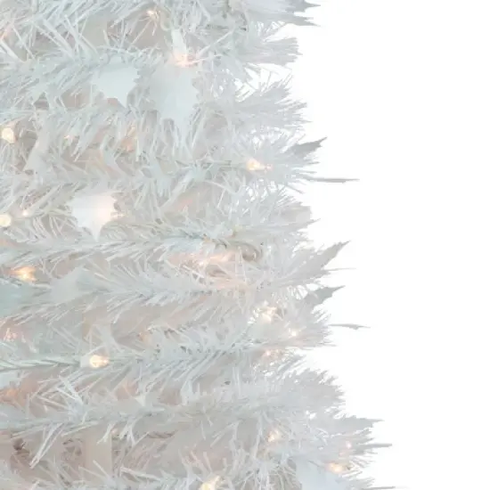 Northlight 6' Pre-Lit White Tinsel Pop-Up Artificial Christmas Tree, Clear Lights image {3}