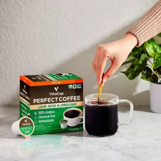 VitaCup Organic Decaf Perfect Dark Roast Low Acid Coffee Pod - 32ct image {1}
