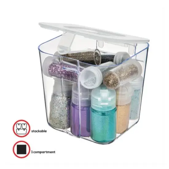 Deflecto Stackable Caddy Organizer, Small, Clear, 4.33" x 4" x 4.38" image {2}
