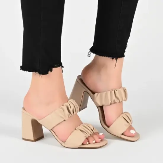 Journee Collection Womens Zoee Open Square Toe Block Heel Sandals image {8}
