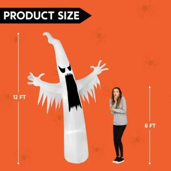 Joyfy 12 FT Halloween Inflatable Outdoor Decoration, Towering Terrible Ghost Inflatable with Built-in LED for Halloween Party Yard Outdoor Decoration image {6}