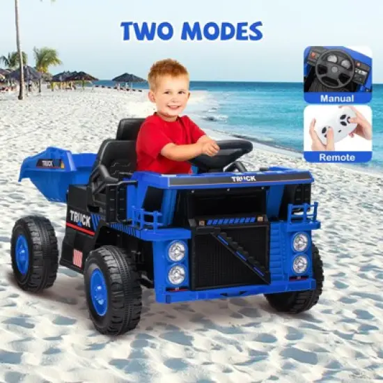 Ride on Dump Truck, 12 Volt Ride on Toys with Electric Dump Bed, Electric Car for Kids with Remote Control, Shoel, LED Lights, Musci Player image {3}