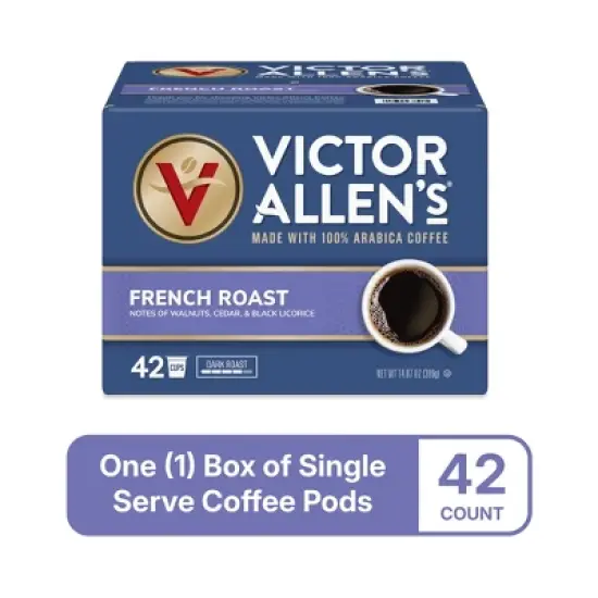 Victor Allen's Coffee French Roast, Dark Roast, 42 Count, Single Serve Coffee Pods for Keurig K-Cup Brewers image {2}