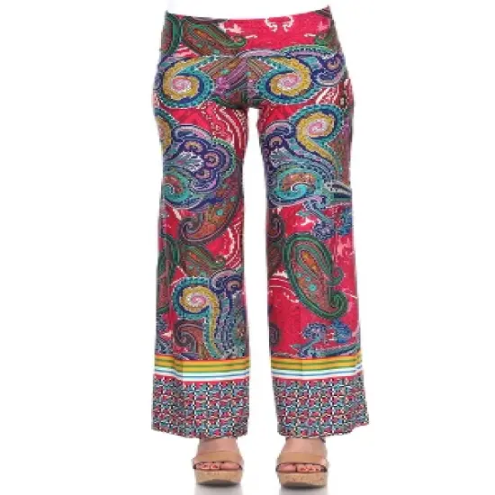 Women's Paisley Printed Palazzo Pants - White Mark image {3}