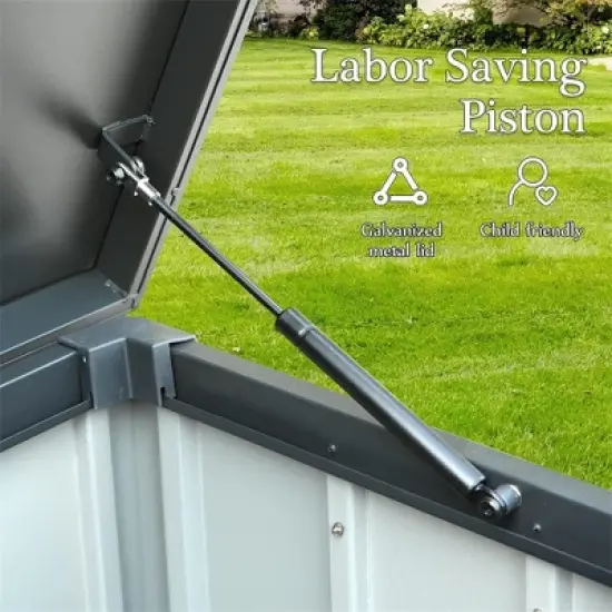 DOMETOUR 100 Gallon Waterproof Outdoor Deck Box, Large Patio Storage Bin for Cushions, Pillows, Tools, Lockable (Dark Gray) image {4}