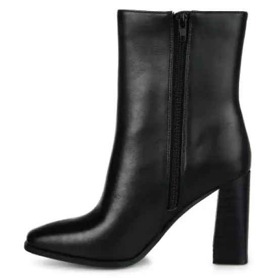 Journee Collection Womens January Tru Comfort Foam Inside Zip Stacked Heel Booties image {1}