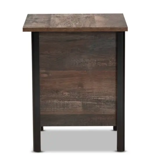 Vaughan Two-Tone Rustic Finished Wood Nightstand Walnut - Baxton Studio image {3}