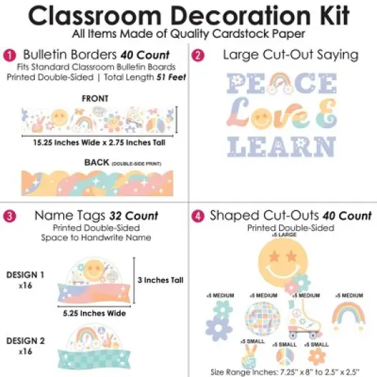 Big Dot of Happiness Retro Pastel School Bulletin Board Set Classroom Decoration Kit image {2}