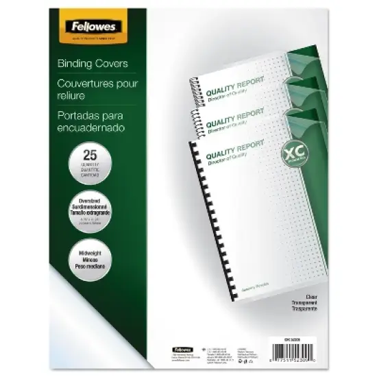 Fellowes Crystals Presentation Covers with Round Corners 11 1/4 x 8 3/4 Clear 25/Pack 52309 image {1}