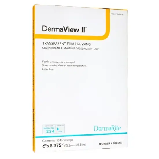 DermaView II Rectangle Frame Style Transparent Dressing With Label Sterile image {1}