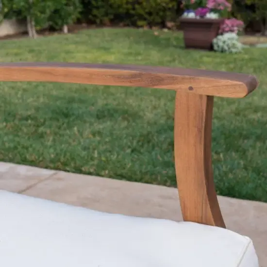 Perla 9pc Acacia Wood Patio Conversation Set - Teak/Cream - Christopher Knight Home image {3}