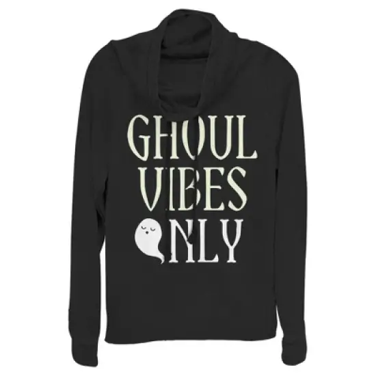 Junior's Lost Gods Halloween Ghoul Vibes Only Cowl Neck Sweatshirt image {3}