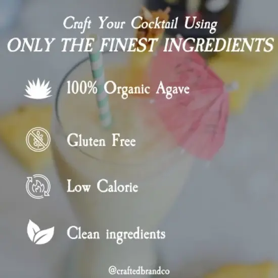Crafted Cocktails Pina Colada Mix: 6 Pack: 80 Calories Per Serving, Premium Coconut Cream, Pineapple Juice and Organic Agave&nbsp; 8 Cocktails Per Bottle image {1}