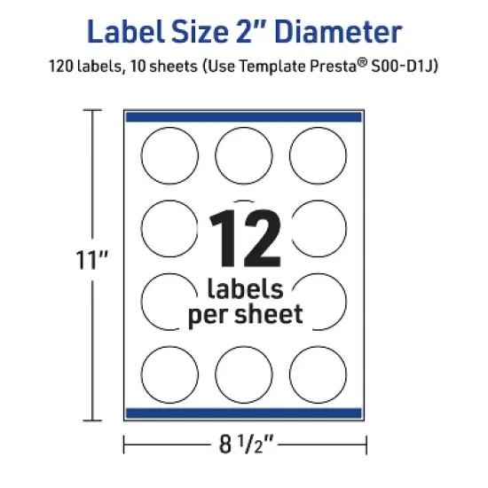 Avery&reg; Labels, 2" Diameter, Gold Beads, Glossy White, 120ct image {4}