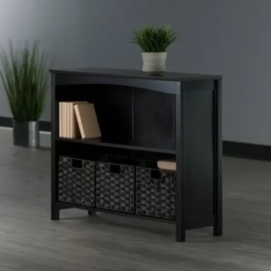 30" 4pc Terrace Storage Shelf with 3 Small Baskets Espresso/Chocolate - Winsome image {12}