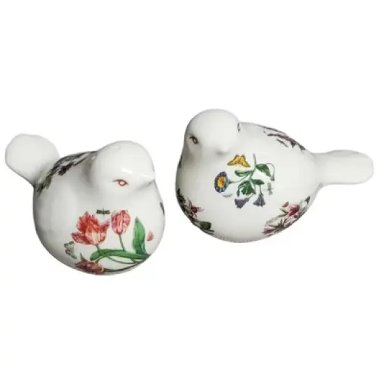 Portmeirion Botanic Garden Figural Salt and Pepper Shaker Set, Bird Shaped with Assorted Floral Motifs, Made from Porcelain, Chip Resistant Glaze image {3}