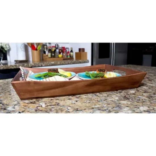 19" x 14" Acacia Curved Serving Tray - Lipper International image {2}