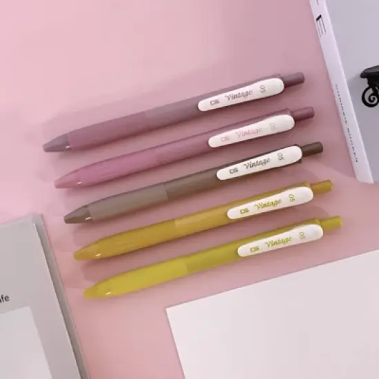 Wrapables Multi-Color Retractable Gel Pen Set (5 pack), 0.5mm Fine Point, for Writing, Journaling, Drawing, Home and Office, Spring Neutral image {9}