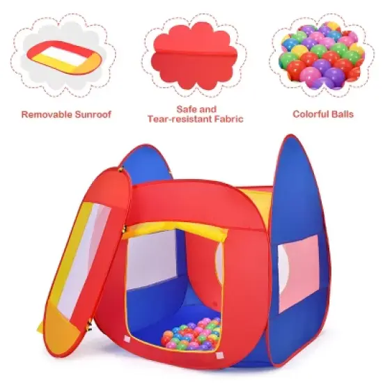 Costway Portable Kid Baby Play House Indoor Outdoor Toy Tent Game Playhut With 100 Balls image {5}