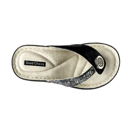 GC Shoes Dafni Embellished Two-Tone Comfort Slide Wedge Sandals image {2}