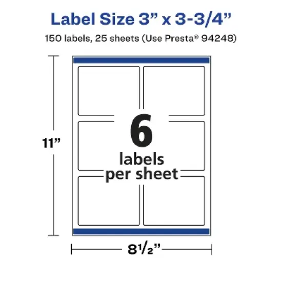 Avery Matte White Rectangle Labels, 3" x 3.75" image {4}