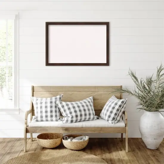 39"x27" Narrow Wood Frame White Cork Board Warm Walnut - Amanti Art: Bulletin Board, Wall Mounted, Office Decor image {4}