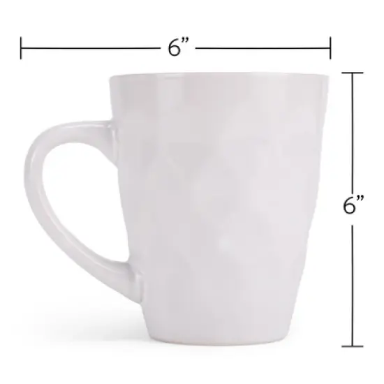 Elanze Designs Dimpled White 12 ounce Glossy Ceramic Mugs Matching Set of 4 image {3}