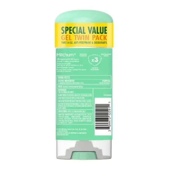 Mitchum Women's Triple Odor Protection Antiperspirant & Deodorant Gel - Shower Fresh - 3.4oz/2pk image {1}