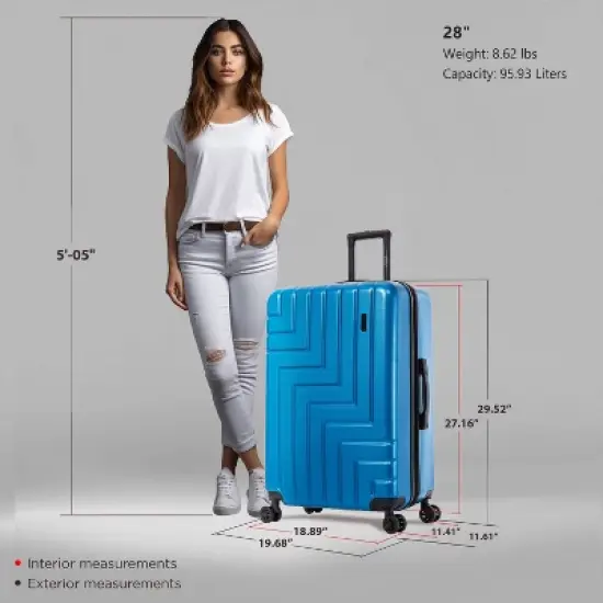 DUKAP Zahav Lightweight Hardside Large Checked Spinner Suitcase - Teal image {6}