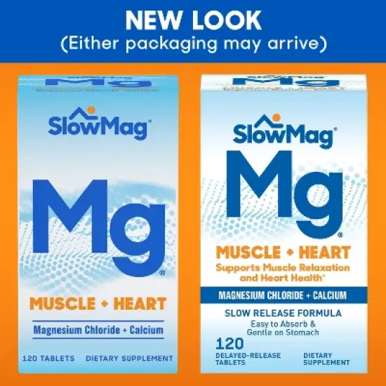 SlowMag Muscle + Heart Magnesium Chloride with Calcium Supplement Tablets - 120ct image {3}