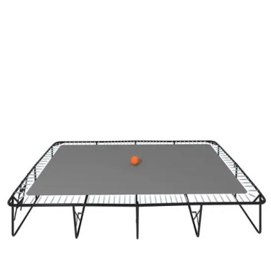 APRILSOUL 10FT by 17FT Rectangule Trampoline with Green Fabric Black Powder-coated Galvanized Steel Tubes with Basketball Hoop System image {6}