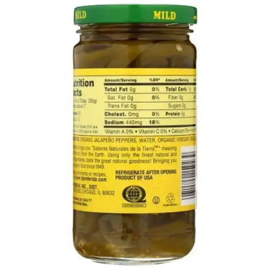 La Preferida, Organic Mild Jalape&ntilde;o Nacho Slices - 11.5oz / 12pk image {1}