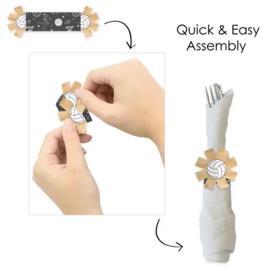 Big Dot of Happiness Bump, Set, Spike - Volleyball - Baby Shower or Birthday Party Paper Napkin Holder - Napkin Rings - Set of 24 image {3}