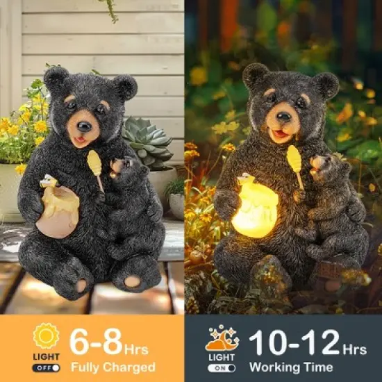 GIGALUMI Solar Loving Mother and Child Bears Statue Light for Gift, Outdoor Garden Decor with LED Lights for Mom, Grandma & Wife, Waterproof image {3}