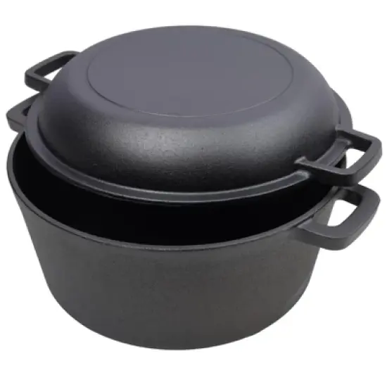 SEVOBAL Grill Cookware 2 in 1 Outdoor Oven with Skillet Lid for Versatile Cooking and Campfire Use Area, Black, 12.5"*10.2"*6.2" image {1}