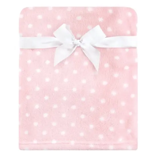 Hudson Baby Infant Girl Plush Blanket with Security Blanket, Rhino, One Size image {3}