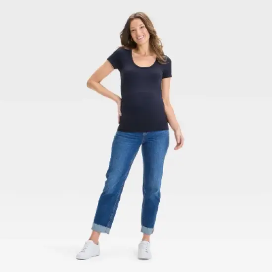 Short Sleeve Ribbed Seamless Maternity T-Shirt - Isabel Maternity by Ingrid & Isabel&trade; image {2}