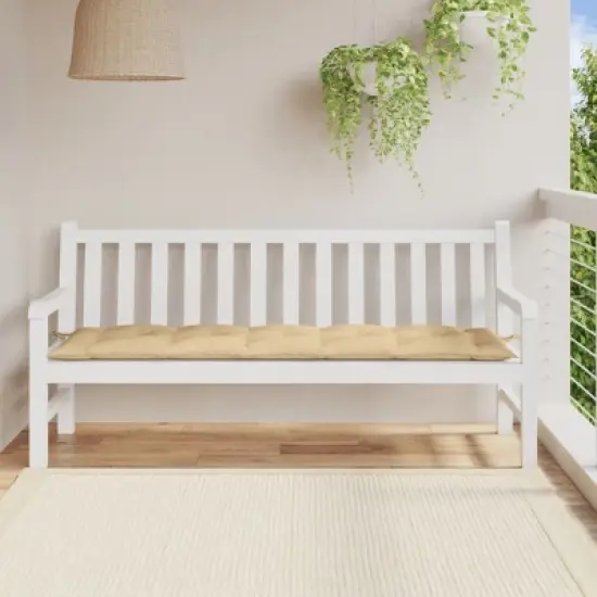 vidaXL Garden Bench Cushion - Melange Beige, Non-Slip Polyester Outdoor Seat Pad for Patio, Garden, Indoor Use - 70.9"x19.7"x2.8" image {2}