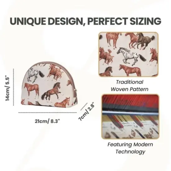 Signare USA Running Horse Brown Cosmetic Bag/ Makeup Bag image {2}