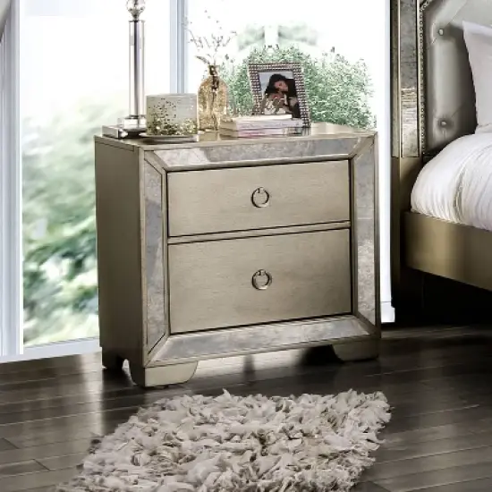 Schulich 2 Drawer Nightstand Champagne - HOMES: Inside + Out image {1}