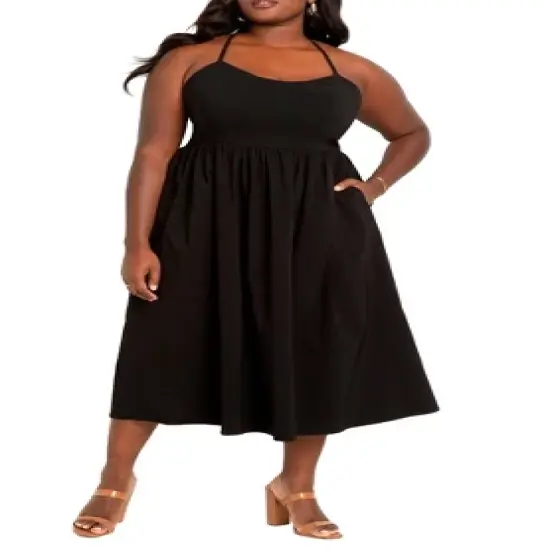 ELOQUII Women&rsquo;s Plus Size Full Skirted Midi Dress image {3}