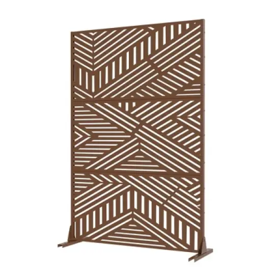 Lirago Modern Metal Outdoor Decorative Screen Patio Partition Freestanding Privacy Screen 72"x47" Brown image {4}
