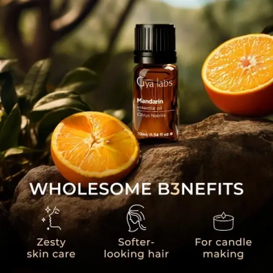 Gya Labs Mandarin Essential Oil 0.34 Fl Oz Fresh Citrusy Scent image {5}