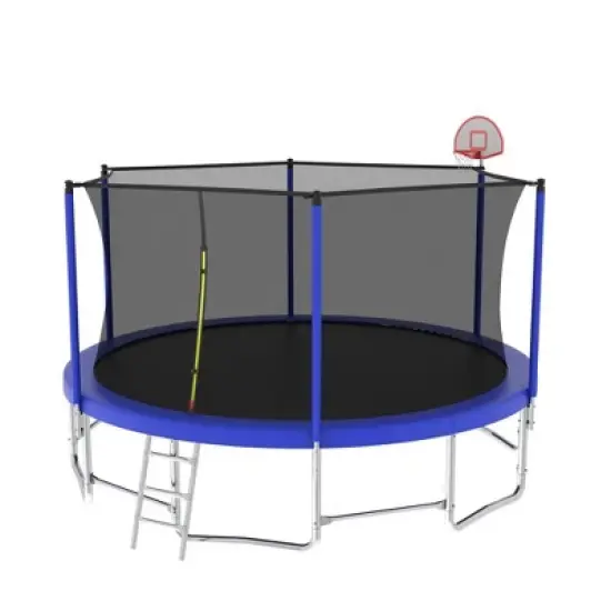 QingMoon 16FT Trampoline Outdoor With Basketball Hoop,UV-resistant Safety Trampoline Fence,6 High Safety Fence Poles For Kids And Adults image {4}