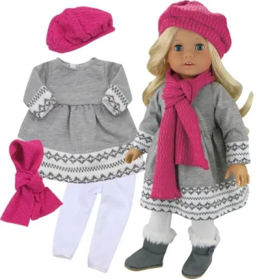 Sophia&rsquo;s Doll Dress, Leggings, Hat, and Scarf Set for 18" Dolls image {1}