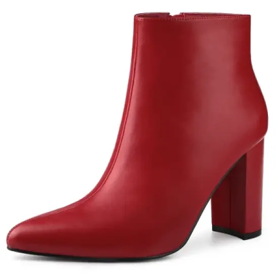 Perphy Women's Pointed Toe Side Zip Block Heeled Ankle Boots image {8}